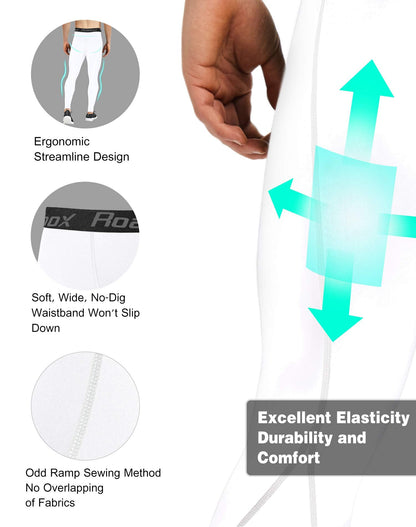 Roadbox Compression Pants Men Cooling Dry Base Layer Bottoms Outdoor Sports Cycling Tights Leggings for Basketball Football Running