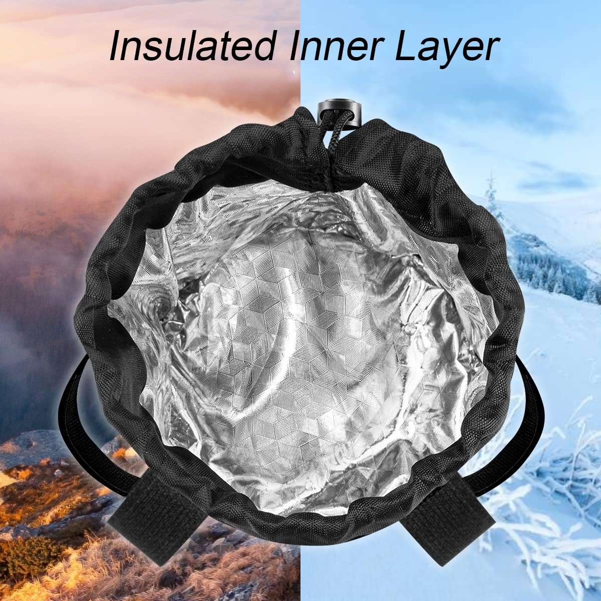 Caudblor Bike Water Bottle Holder Bag for Kid Adult, Insulated Bicycle Coffee Cup Holders with Phone Storage, Black Handlebar Drink/Beverage Container for Walker/Cruiser/Exercise/Mountain Bike