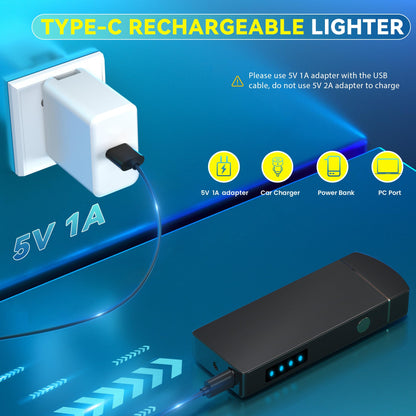 Coquimbo Gifts for Men Dad Him, Electric Lighter USB Rechargeable Windproof Flameless Dual Arc Plasma Lighter for Household Candle Incense Fireplace (Black)