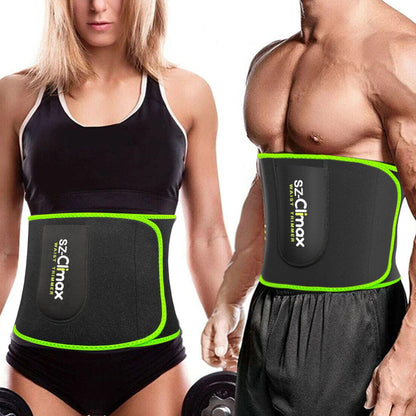 SZCLIMAX Waist Trimmers for Women and Men, Waist Trainer Belt, Sweat Band Waist Trainer for High-Intensity Training Green