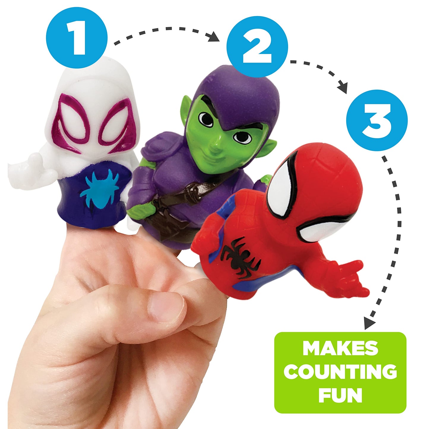Ginsey Spidey and His Amazing Friends 5 Piece Finger Puppet Set - Bath Toys, Party Favors, 1.0 Count, 0.145 pounds