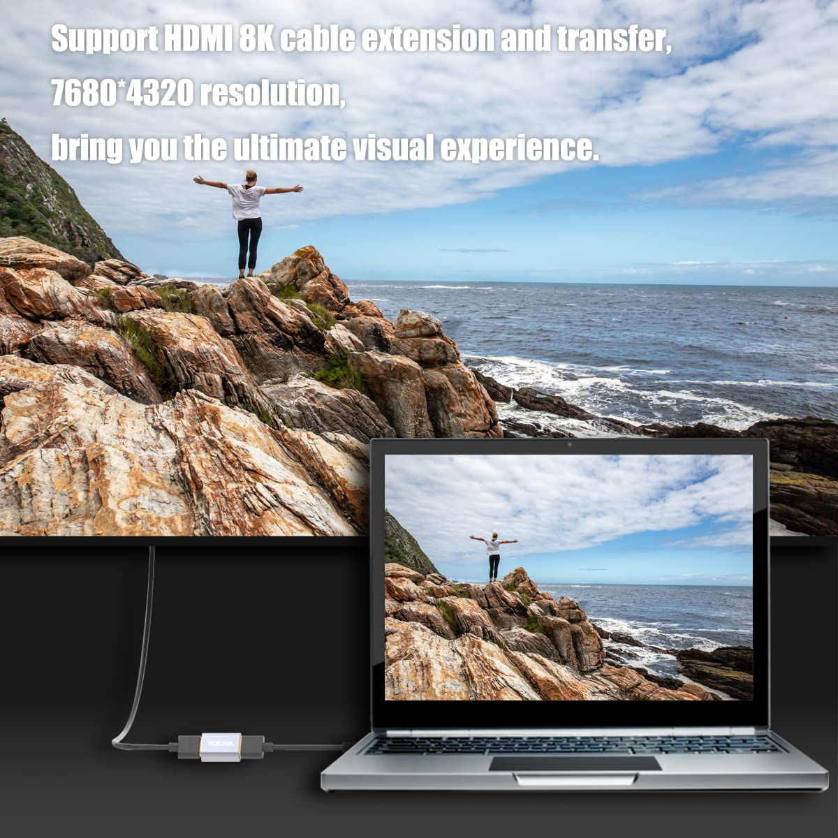 VCELINK HDMI Coupler 8K, HDMI 2.1 Female to Female Extension Adapter to Extend 2 Short Cables, Support 8K@60Hz / 4K@120Hz 120UHD, 3D, HDR, ARC Compatible with Laptop, PC, Monitor, Roku TV, 2 Pack