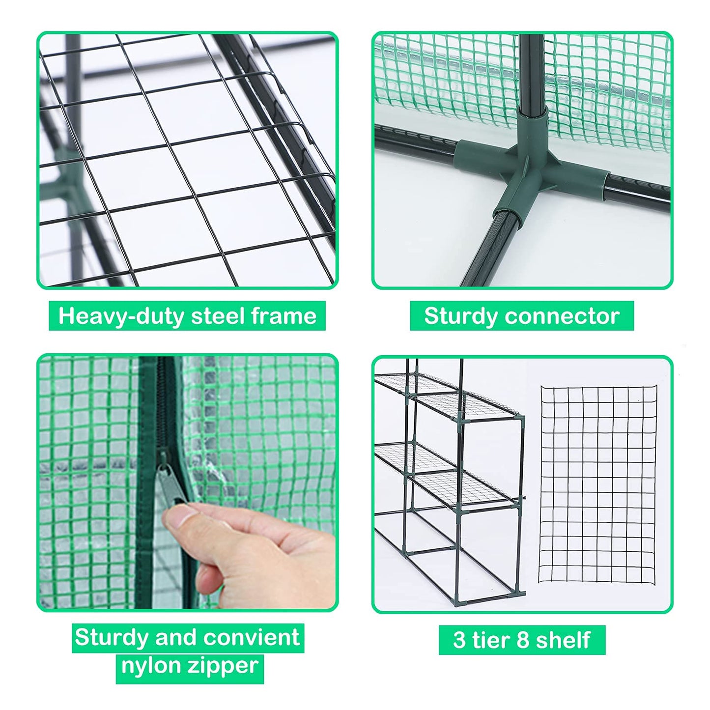 SV SCOOL VALUE Greenhouses for Outdoors, PE Walk in Greenhouse with 2 Side Mesh Windows, Portable Green House with Anchors & Ropes Stands Up to Wind, 56"x56"x78"Green