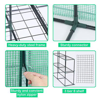 SV SCOOL VALUE Greenhouses for Outdoors, PE Walk in Greenhouse with 2 Side Mesh Windows, Portable Green House with Anchors & Ropes Stands Up to Wind, 56"x56"x78"Green