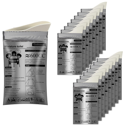 Coolrunner Disposable Urine Bags, Camping Pee Bags for Men Women, Disposable Urinals Vomit Bags for Travel Urinal Toilet Traffic Jam Emergency Portable Toilet for Kids, Patient (Grey-20p)