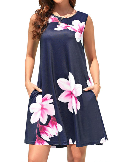 Tanst Sky Summer Dresses for Women 2025 Casual Sleeveless Sundresses Tank Dress Mini Loose Beach Cover Up with Pockets