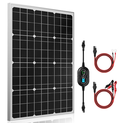 SUNER POWER 12V Solar Panel Kit 50W, High Efficiency 50 Watt Solar Panel + Ultra-Smart 10A MPPT Charge Controller, Solar Battery Trickle Charger Maintainer for Boat Car RV Motorcycle Marine Automotive