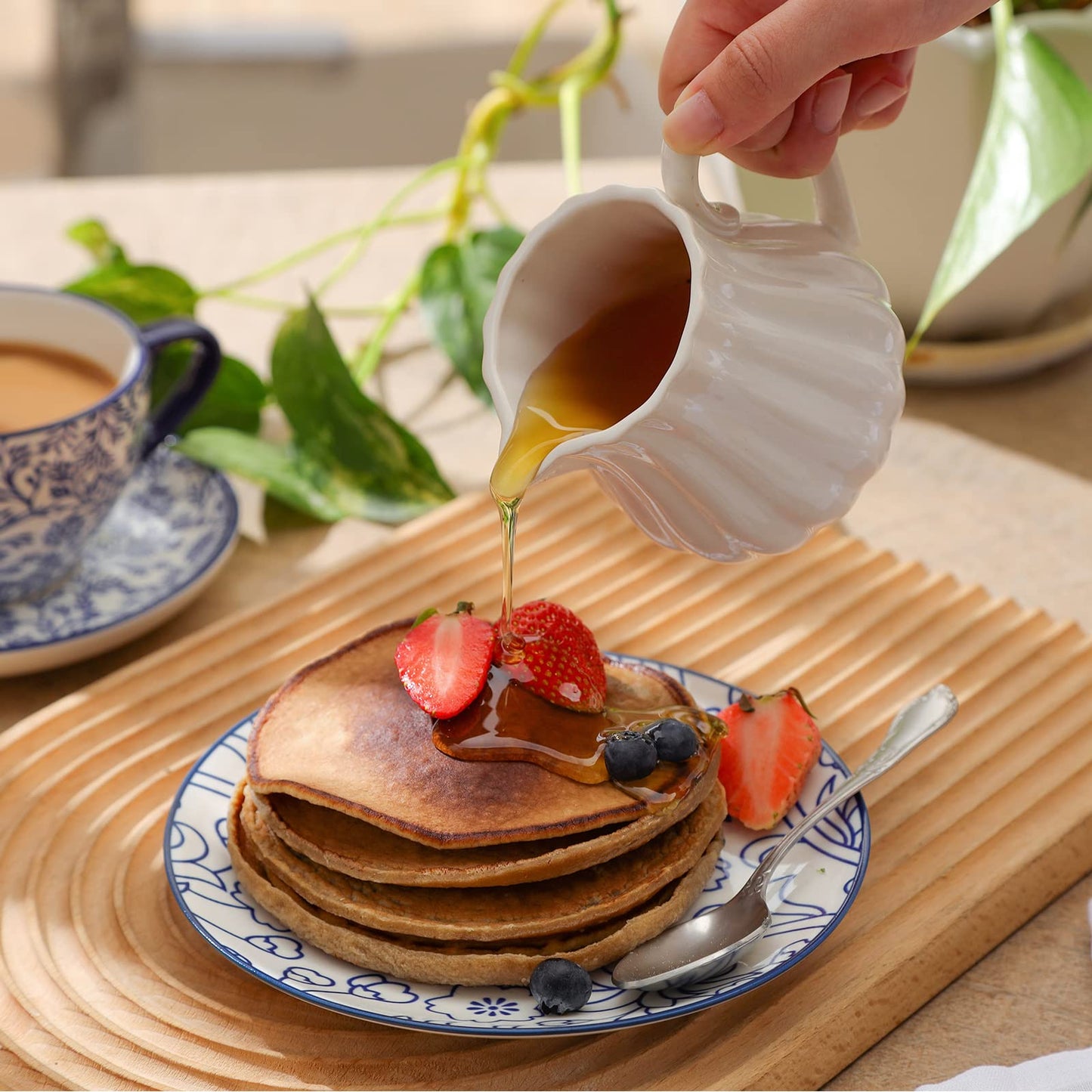 Selamica Ceramic Dessert Plates Set of 6, 6 Inch Appetizer Plates for Kitchen, Microwave & Dishwasher Safe, Vintage Blue