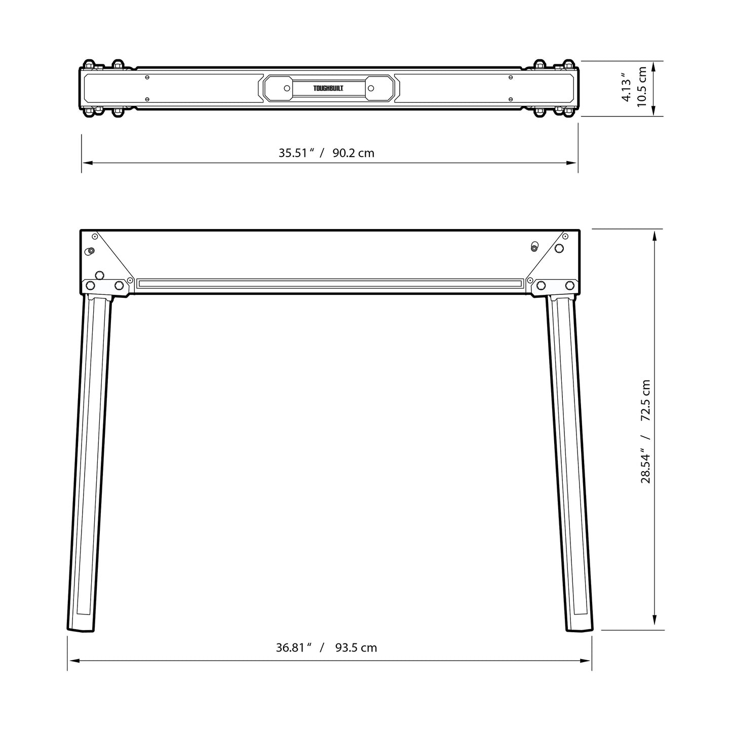 ToughBuilt - Folding Sawhorse/Jobsite Table - Sturdy, Durable, Lightweight, Heavy-Duty, 100% High Grade Steel, 1100lb Capacity, Easy Carry Handle - (TB-C300) - 1 Pack