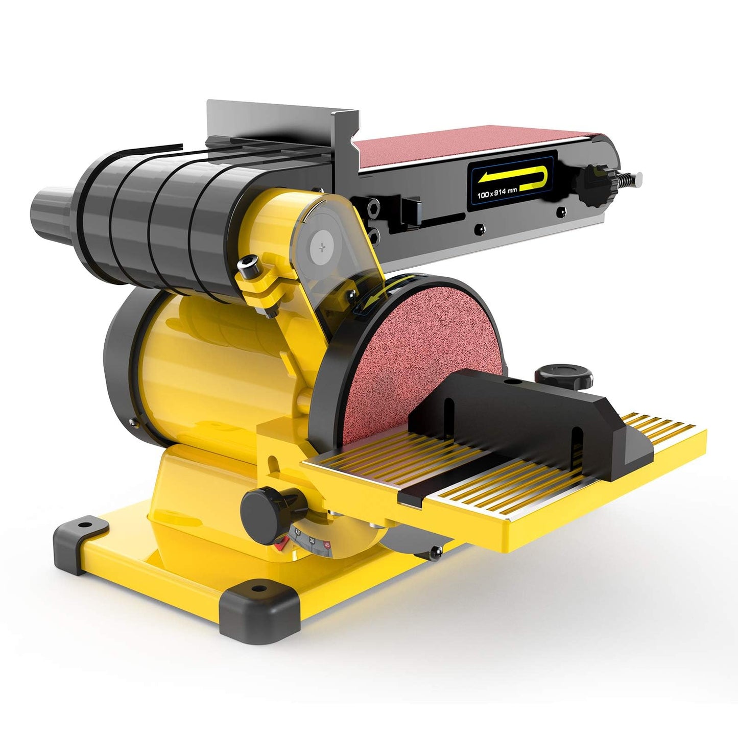 Woodskil 4.3A Belt Sander, 4 x 36 in. Belt & 6 in. Disc Sander, Double Dust Exhaust Port, Steel Base, 2Pcs Sandpapers Included