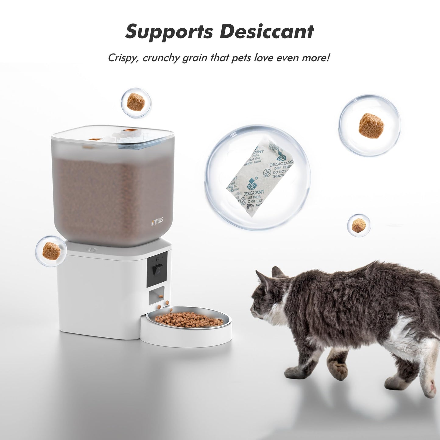 Automatic Dog & Cat Feeder with Camera & WiFi – 8L/34 Cups, 1080P Night Vision, 2.4 & 5G WiFi, 2-Way Talk, 10s Voice Recording, Timed Food Dispenser, Up to 99 Portions, 15 Meals Per Day