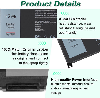WDX0R Laptop Battery for dell Inspiron 15 7579 7569 5578 5565 5567 5568 5570 5775 5579 7560 7570 13 5378 5368 7375 7368 7378 17 5765 5767 5770 Series P69G001 P58F P58F001 P75F P66F P69G 3CRH3