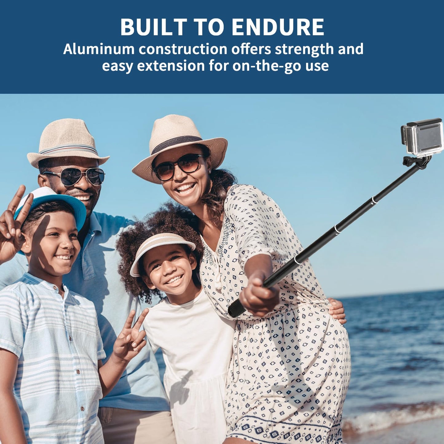 Trehapuva 36'' Extension Selfie Stick Extendable Monopod Pole Waterproof Handle Grip Accessories Compatible for GoPro Max Hero 13 12 11 10 9 8 7 6 5 Insta360 AKASO DJI Osmo Action Camera and More