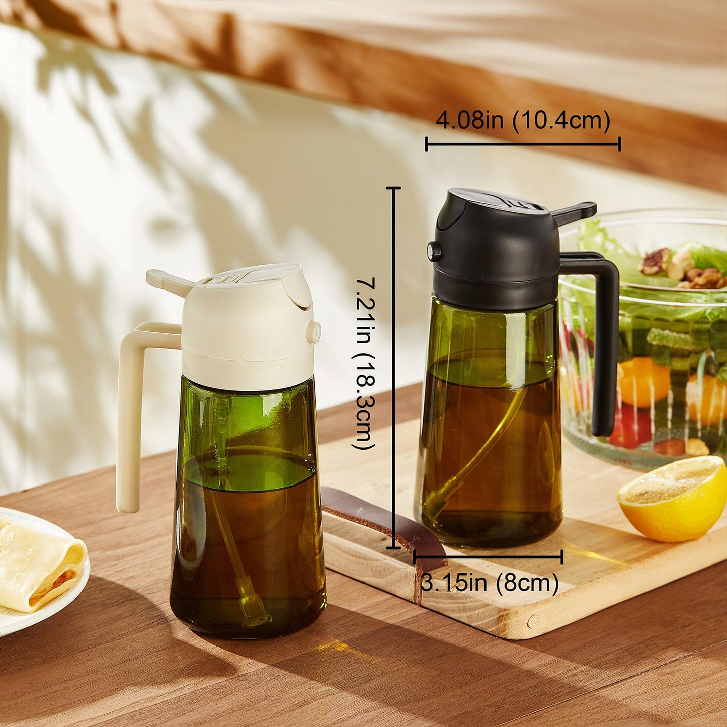 TrendPlain - Original 16oz/470ml Olive Oil Dispenser Bottle for Kitchen Gadgets and Air Fryer Accessories - Olive Oil Sprayer for Cooking w/Stickers - Navy