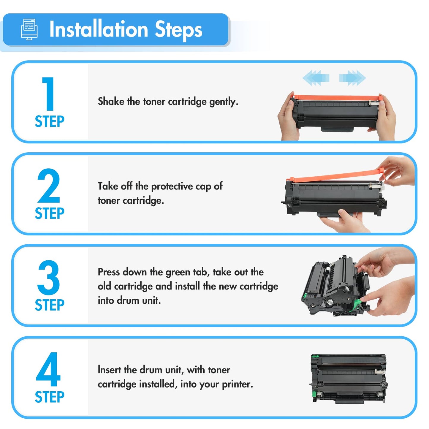 TN760 TN730 Toner for Brother Printer: Compatible for Brother TN 760 730 TN-730/TN-760 High Yield Black for MFC-L2710DW MFC-L2750DW HL-L2350DW HL-L2395DW DCP-L2550DW HL-L2390DW HL-L2370DW 4-Pack