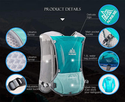 Win.Deeper 5L Lightweight Running Backpack Outdoor Sports Trail Racing Marathon Hiking Fitness Bag Hydration Vest Pack (Black +1.5L Water Bladder)