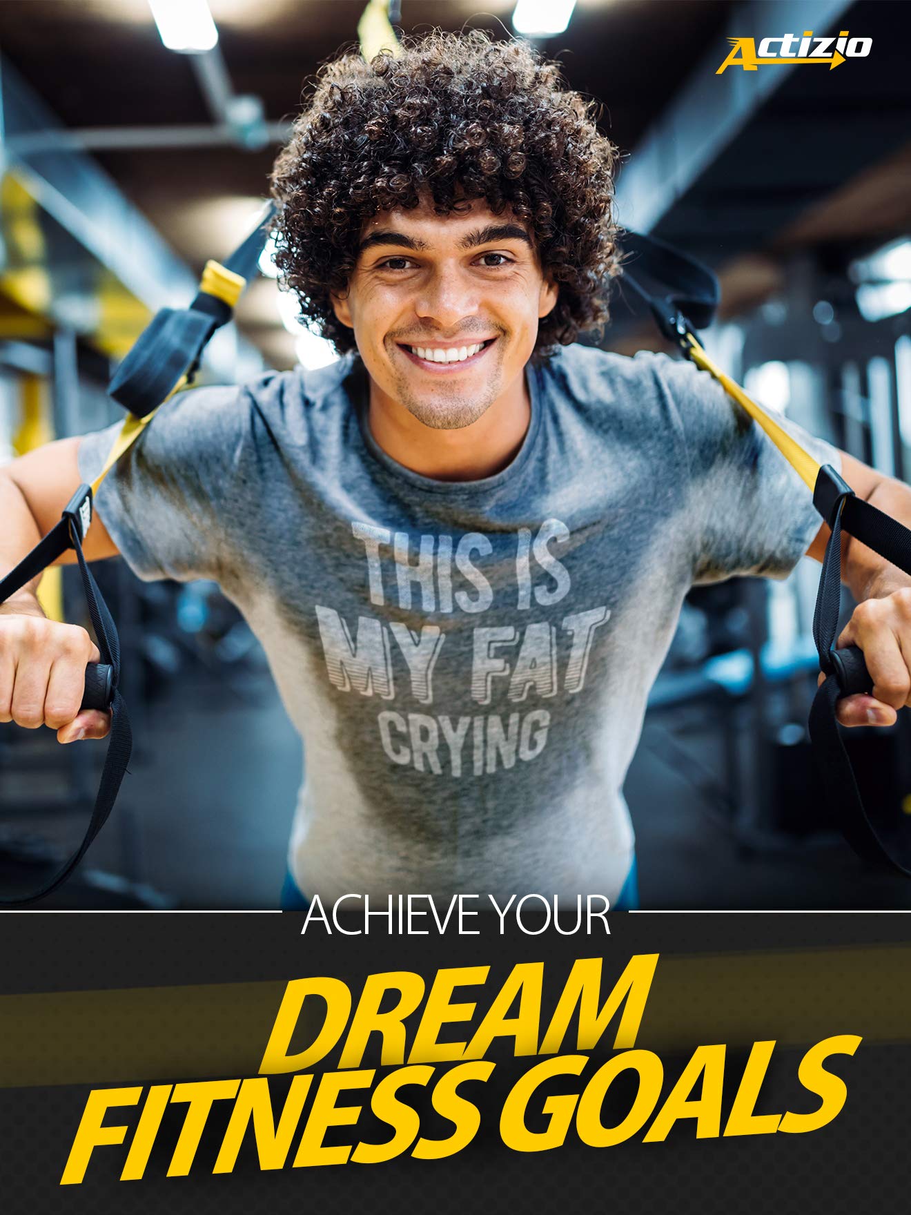 Actizio Men's Workout Shirt Cotton Fabric T-Shirt Short Sleeve Sweat Activated Motivational Exercise Gym Athletic Fit Moisture Wicking Fitness Shirt - This is My Fat Crying (Size L)