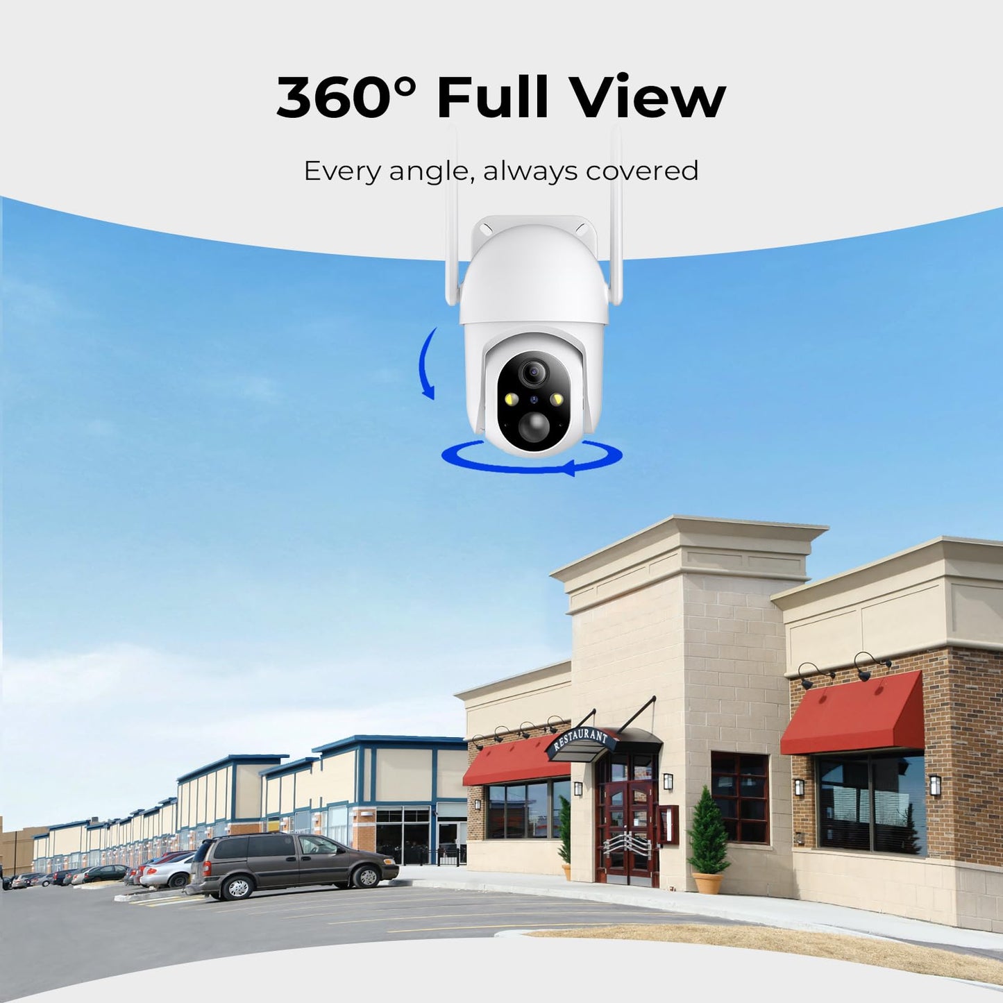 SEHMUA 2K Solar Security Cameras Wireless Outdoor, Low-Light Color Night Vision, 360° Live View, 2-Way Talk, PIR Motion Sensor, 2.4GHz Wi-Fi, White, 2 Pack