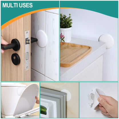 [3.15"] Door Stoppers Wall Protector, 6 Pcs Large White Silicone Door Bumpers with Strong Thickened Adhesive,Shock Absorbent Door Knobs Wall Protectors to Cover up Damage and Protect Wall Surfaces