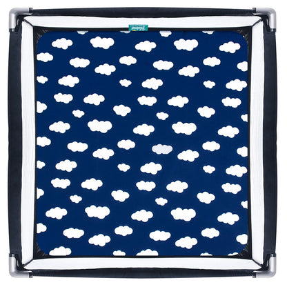 Square Playard/Playpen Fitted Sheets, Perfect for New Room2 / TotBloc Portable Playard, 2 Pack, Ultra Soft Microfiber, Fitted Playpen Sheet, Navy Cloud and Grey Arrow