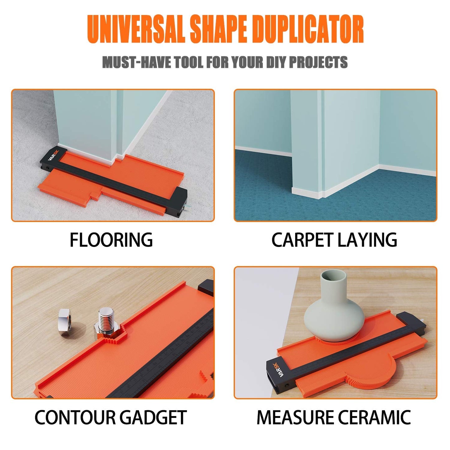 VARSK Contour Gauge Profile Tool with Light 5+10 Inch - Super Duplicator Shape and Outline Tool, Gifts for Men Dad Him, Cool Gadgets for Men DIY Handyman, Home Improvement Measuring Woodworking Tools