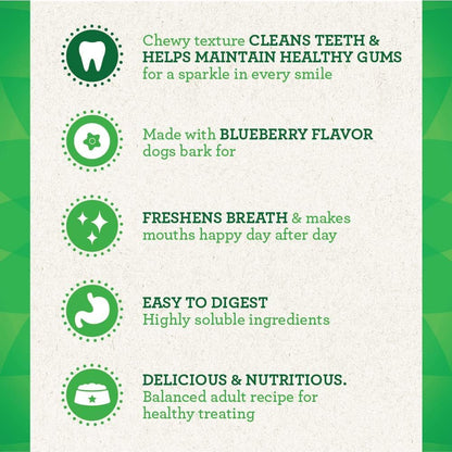 Greenies Bursting Blueberry Dog Dental Treat Regular Size 12 Count - Pack of 3