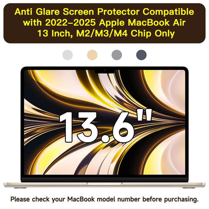 2 Pack Compatible with MacBook Air 13.6 inch Screen Protector (M2/M3/M4 Chip), Matte Anti Glare Film for MacBook Air 13'' (2022-2025)