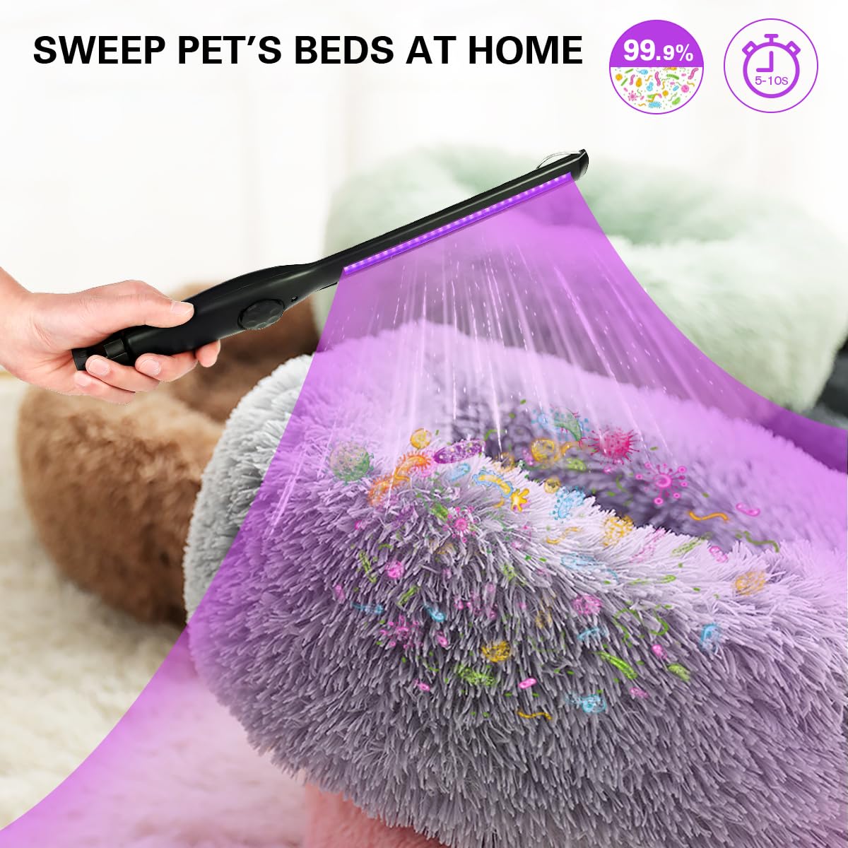 UV Light Sanitizer, Portable UV Light Disinfection Lamp USB Rechargeable Ultraviolet Light Sanitizer for Home Hotel Travel Car Kills 99% of Germs Viruses & Bacteria UV light Sanitizer Wand 1 Pack