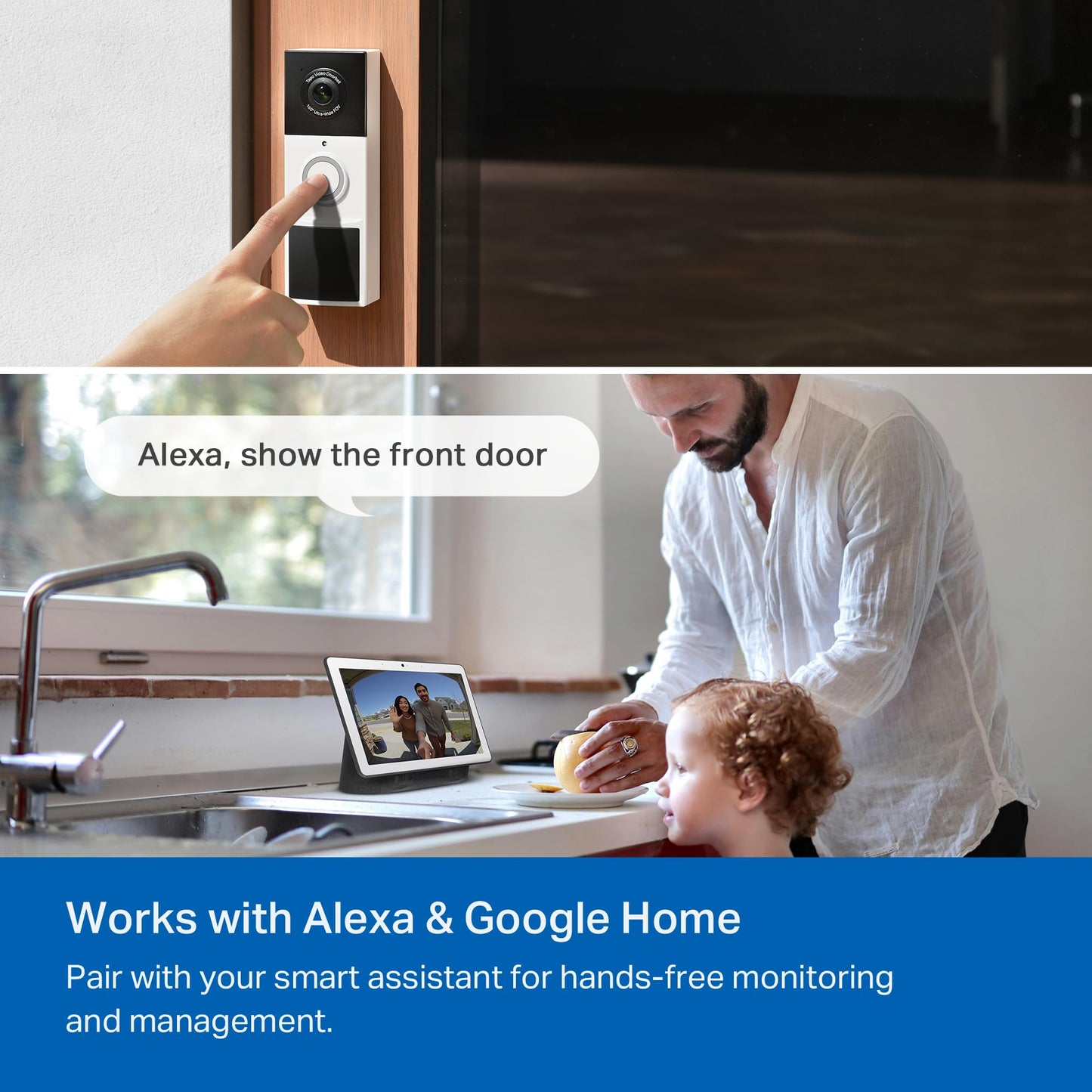 Tapo by TP-Link Smart Video Doorbell Camera Wireless with Chime, 2K with Full Color Night Vision & Spotlights, No Monthly Fee, Ring Call, 160° Ultra-Wide View, Free AI Detection, Local Storage,D210