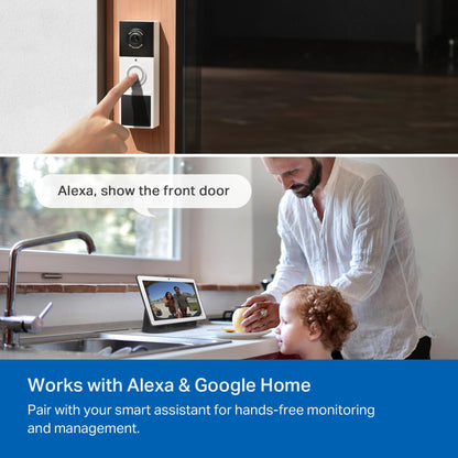 Tapo by TP-Link Smart Video Doorbell Camera Wireless with Chime, 2K with Full Color Night Vision & Spotlights, No Monthly Fee, Ring Call, 160° Ultra-Wide View, Free AI Detection, Local Storage,D210