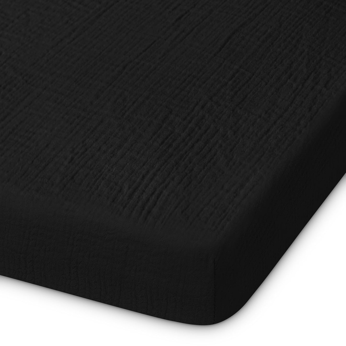 Pro Goleem Muslin Pack n Play Sheets for Boys and Girls, Soft Breathable Cotton Fitted Mini Crib Sheets, Neutral Baby Sheets for Playard Mattress, 1 Pack (Black)