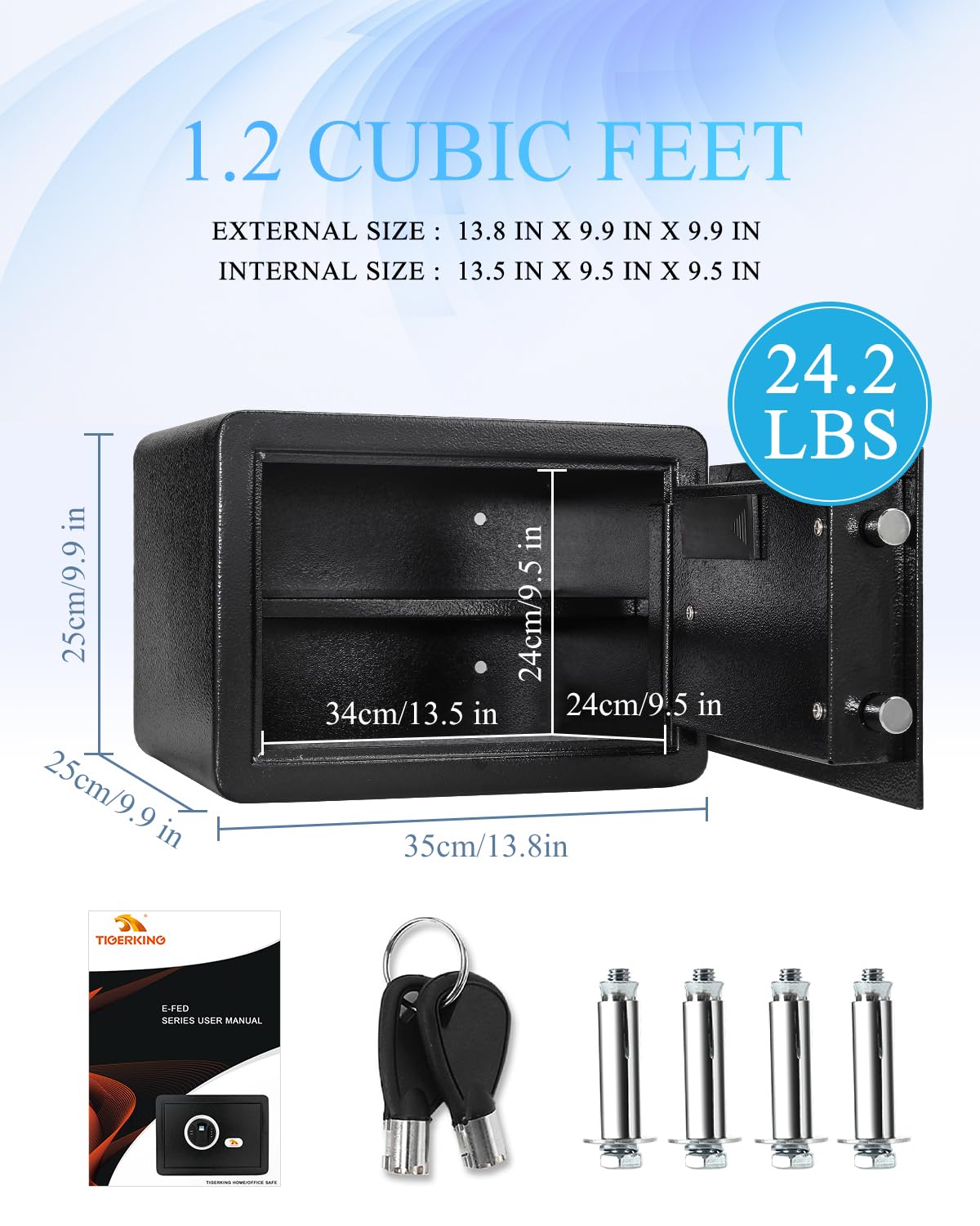 TIGERKING Security Fingerprint Biometric Safe Digital Safe for Home, Office- Black