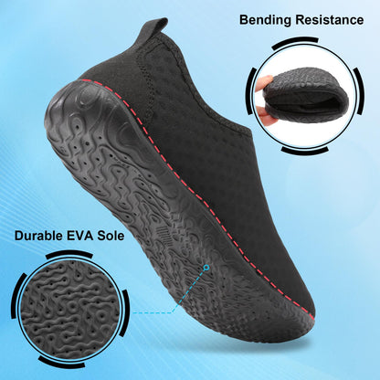 XIHALOOK Womens Mens Summer Outdoor Sports Shoes Aqua Barefoot for Beach Pool Swim Diving Pure Black, 8-9 Women/6.5-7 Men