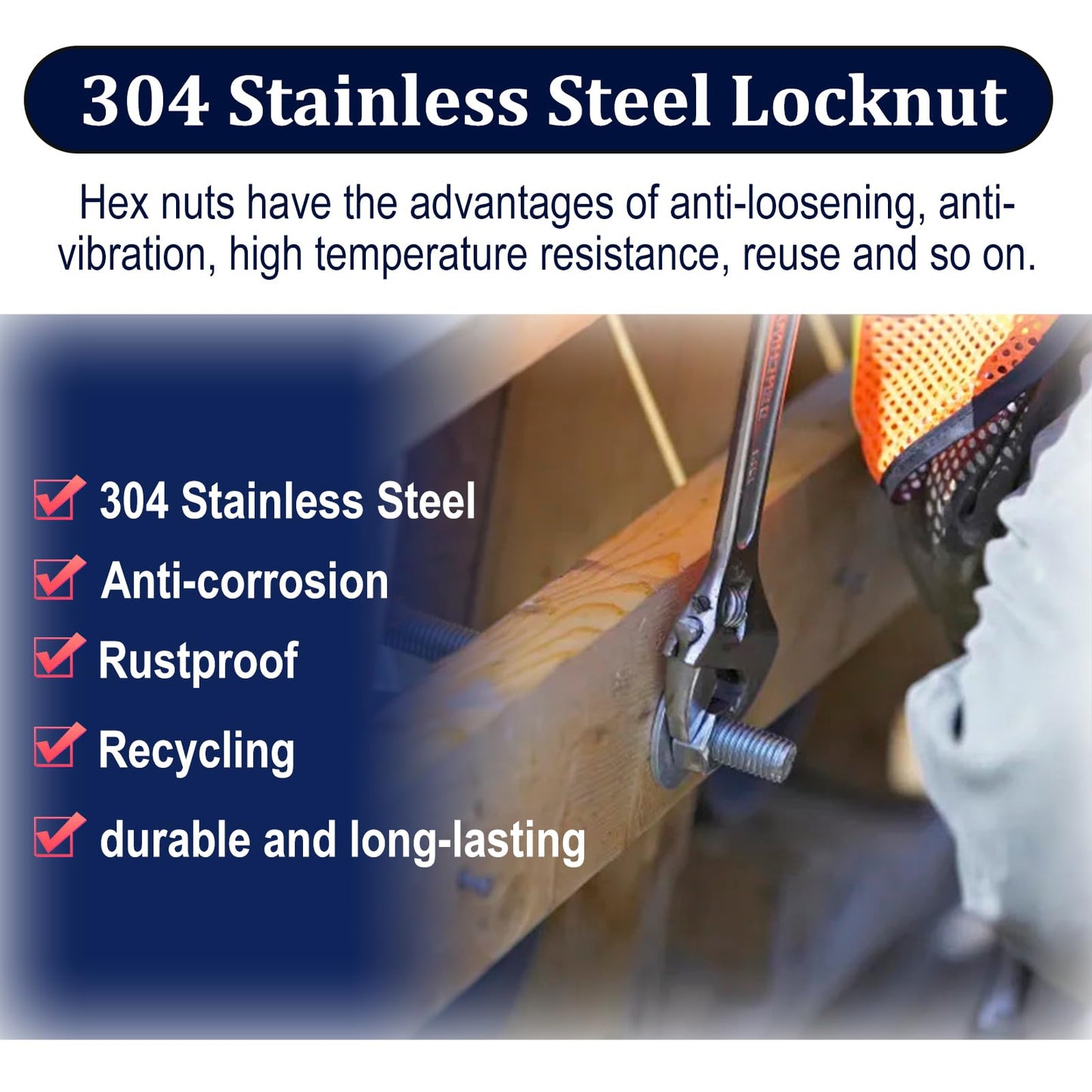 ZQZ 1/4"-20 Hex Nuts,130 Pack 304 (A2-70) Stainless Steel Hardware Nuts,Standard Inch Coarse Thread Nuts