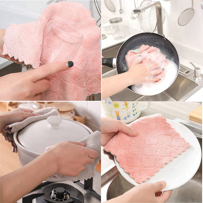 10 Pack Kitchen Cloth, Microfiber Dish Towels Washcloths, Super Absorbent Coral Velvet Dishtowels, Premium Cleaning Cloths,Non-Stick Oil Quick Dry Dish Towels, Soft Tea Towel, Table Cleaning Cloths.