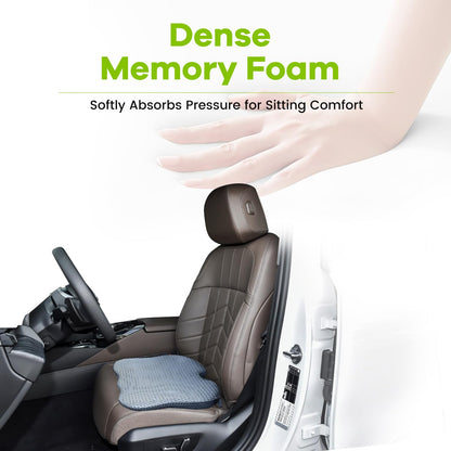 Soft Dense Memory Foam Car Seat Cushion for Driving - Seat Cushion for Car Seat Driver with Wedge Design & Raised Back to Broaden Vision, Provides Comfort for Lower Back & HIPS (Passenger Use Too)