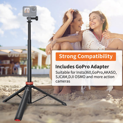 UURig Extendable Selfie Stick Tripod for GoPro Max Hero 10 9 8 7 6 5 4, DJI Osmo Action, Insta 360 One R and More Action Camera（50.7''）
