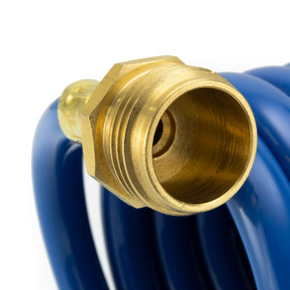 RecPro RV Exterior Shower Hose | 15' Blue Coiled Hose | Optional Flexible Quick Connect Sprayer | UV Resistant (No Sprayer)