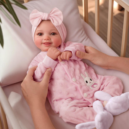 BABESIDE Reborn Baby Dolls Sunny - 17Inch Cute Soft Vinyl Realistic Baby Doll Poseable Smiling Real Life Baby Dolls with Complete Accessories for 3+ Years Old Gifts