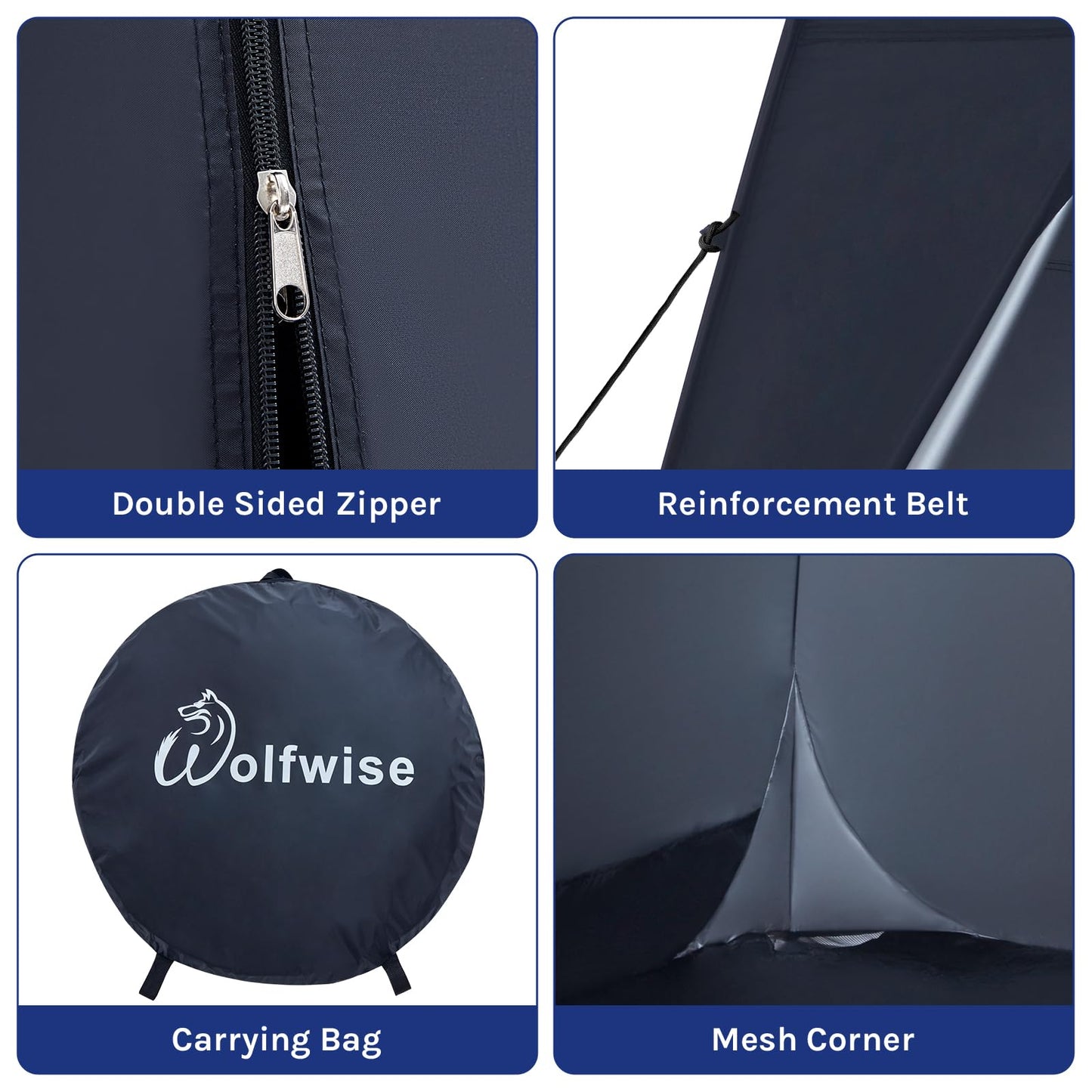 WolfWise 6.6FT Portable Pop Up Shower Privacy Tent Spacious Dressing Changing Room for Toilet Camping Biking Beach