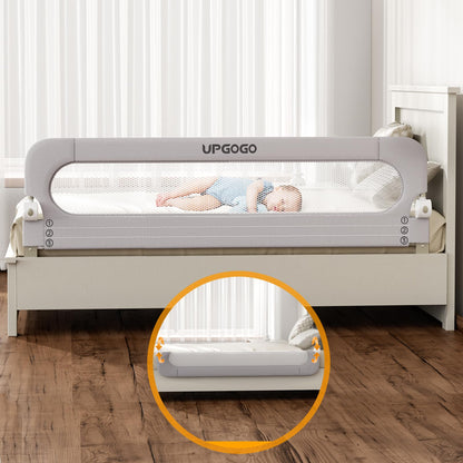UPGOGO Folding Bed Rail for Toddlers,Baby Bed Rail Guard with Reinforced Anchor Safety System,Fit Bunk,Full Size,Queen,King,Twin(Grey,71"x23.6")