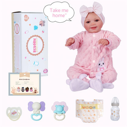 BABESIDE Reborn Baby Dolls Sunny - 17Inch Cute Soft Vinyl Realistic Baby Doll Poseable Smiling Real Life Baby Dolls with Complete Accessories for 3+ Years Old Gifts