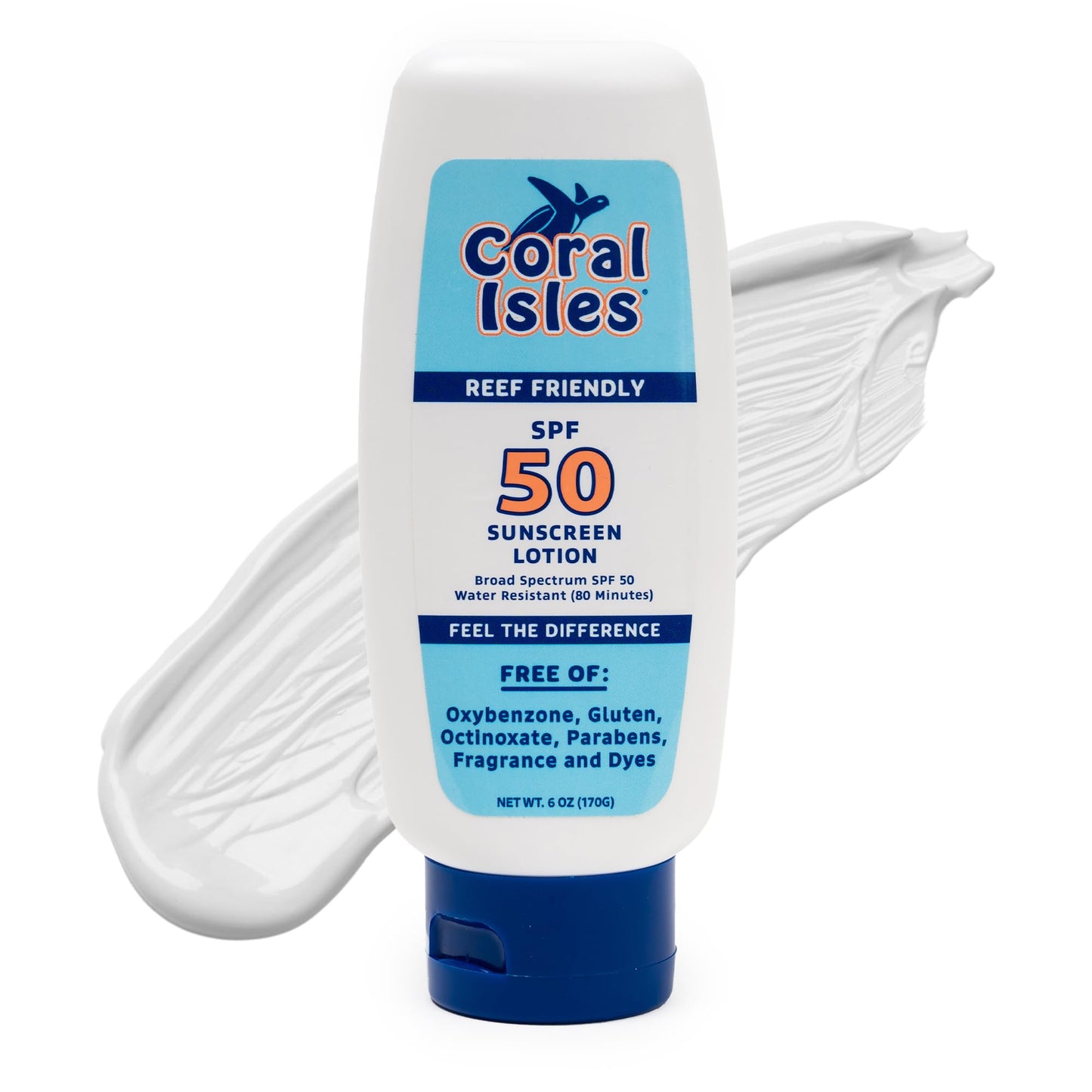 Coral Isles Sunscreen SPF 50 | Hawaii Compliant as Reef Safe | Octinoxate & Oxybenzone Free | Broad Spectrum UVA/UVB Protection | Water Resistant 80 Min. | Fragrance Free | 6 Fl Oz Lotion