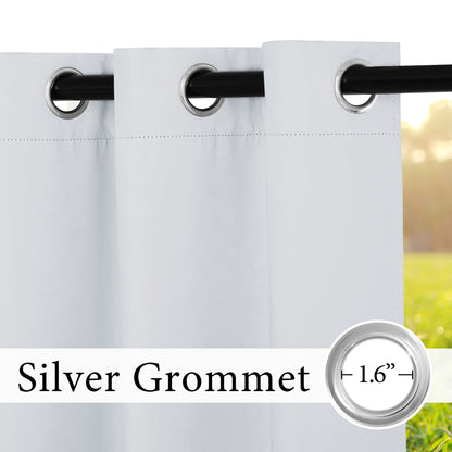 RYB HOME Patio Curtains Outdoor - Waterproof Blackout Rustic Drapes Shades Summer Heats Insulate Wind Resist for Outdoor Living/Dining/Camping/Laundry, W 52" x L 84", 2 Pcs, Grayish White