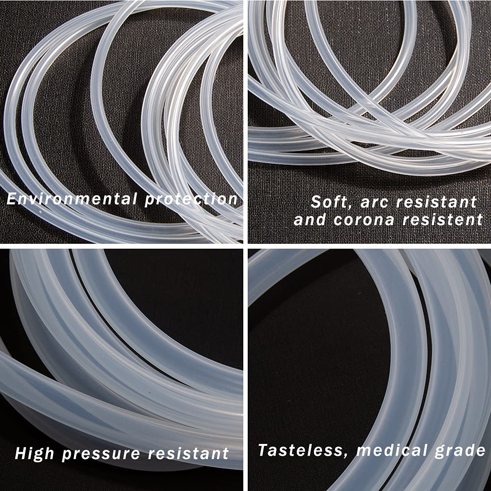 Quickun Pure Silicone Tubing, 3mm ID x 5mm OD High Temp Food Grade Tube Pure Silicone Hose Tube for Home Brewing, Beer Line, Kegerator, Wine Making, Aquaponics, Air Hose by Proper Pour (9.84 Ft)