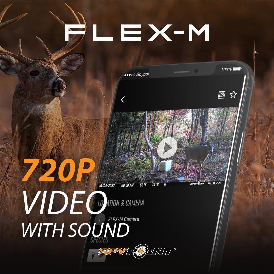 SPYPOINT Flex-M Twin Pack Cellular Trail Cameras - Best Hunting Accessories, No WiFi Needed, GPS, Night Vision, Dual-Sim LTE, IP65 Water-Resistant Game Camera, 28MP Photos, 720p Videos + Sound (2)