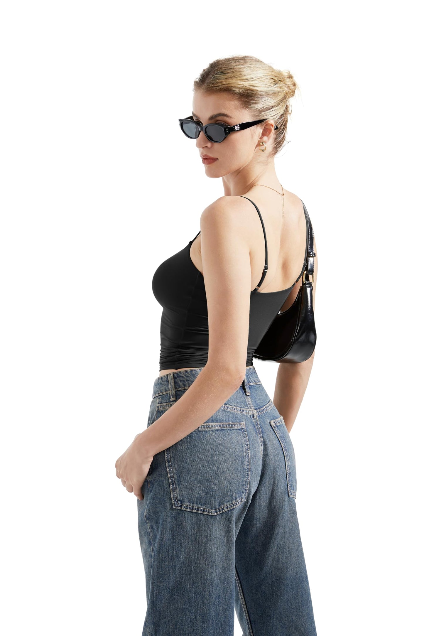 SUUKSESS Women Sexy Square Neck Tank Top Summer Y2K Going Out Tops Casual Sleeveless Basic Cami Shirts (Black, S)