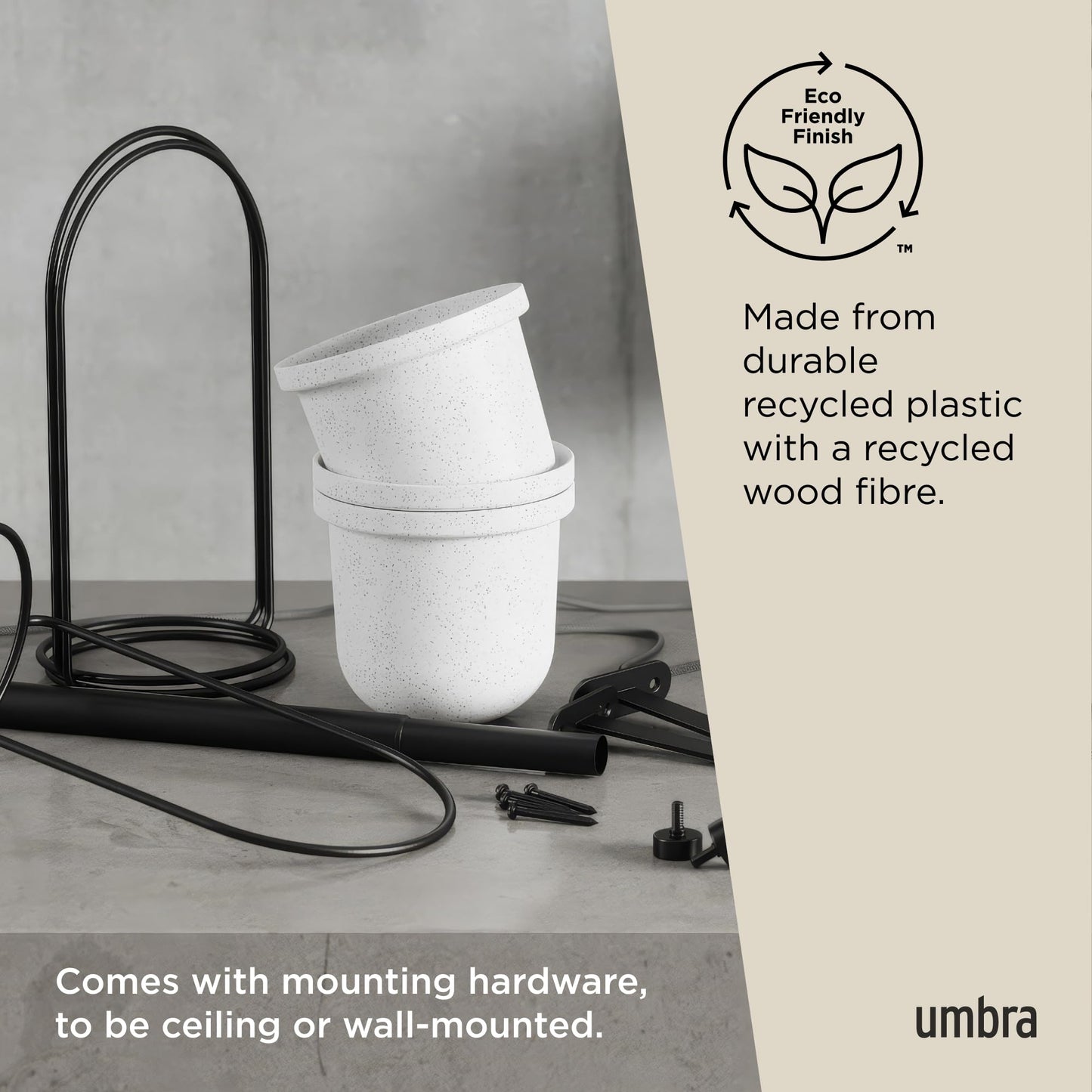 Umbra Triflora Hanging Planter for Window, Indoor Herb Garden, Set of 3, White/Black