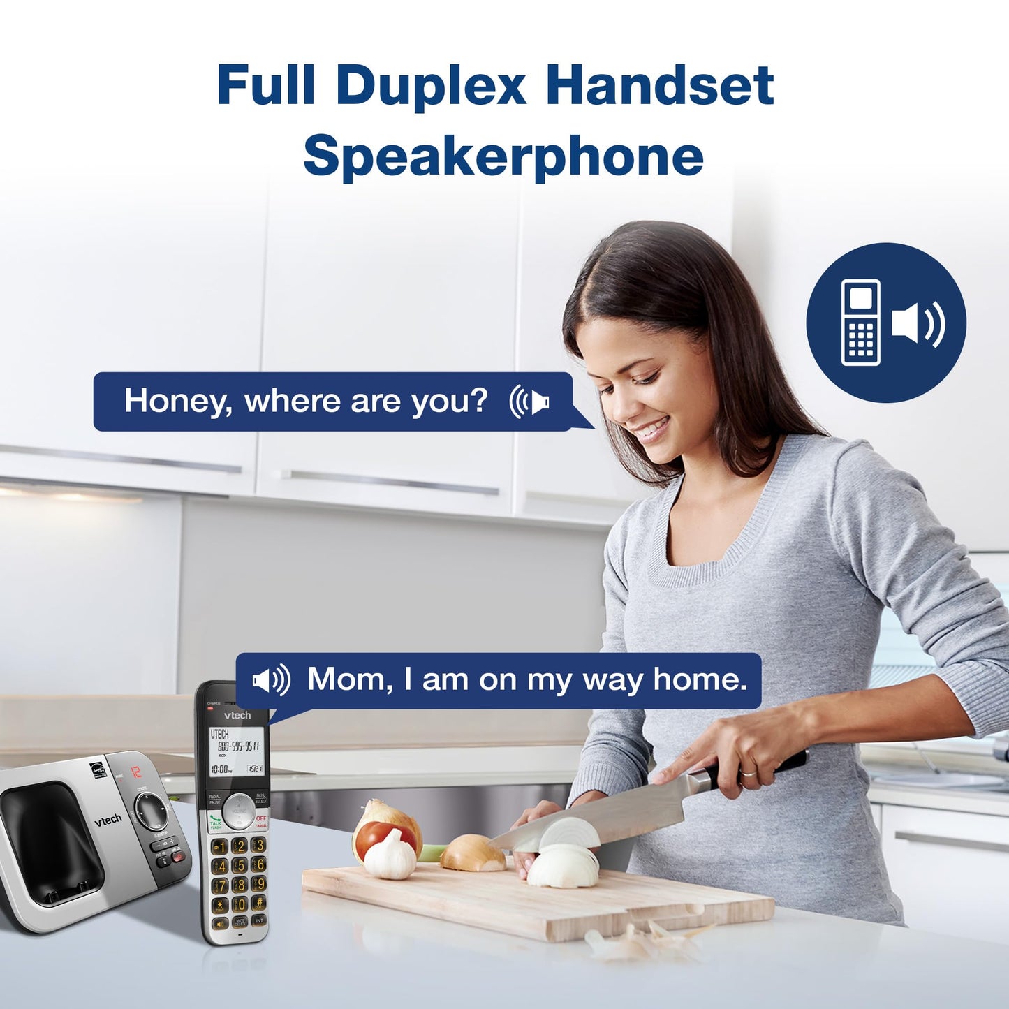 VTech VG232 Cordless Phone with Answering Machine - with Large Display Full-Duplex Speakerphone Caller ID/Call Waiting Last 10 Number Redial