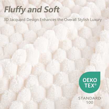 Bnuitland Ivory Super Soft Flannel Throw Blanket, 3D Clouds Stylish Jacquard Lightweight Blanket for Bed,Sofa,Couch,Home Decor, 300 GSM Fleece Cozy Warm, Suitable for All Seasons, 50X70 inches